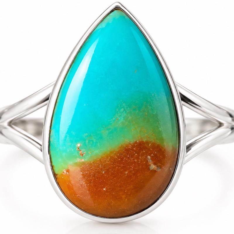 Size 7 Turquoise .925 Sterling Silver Ring