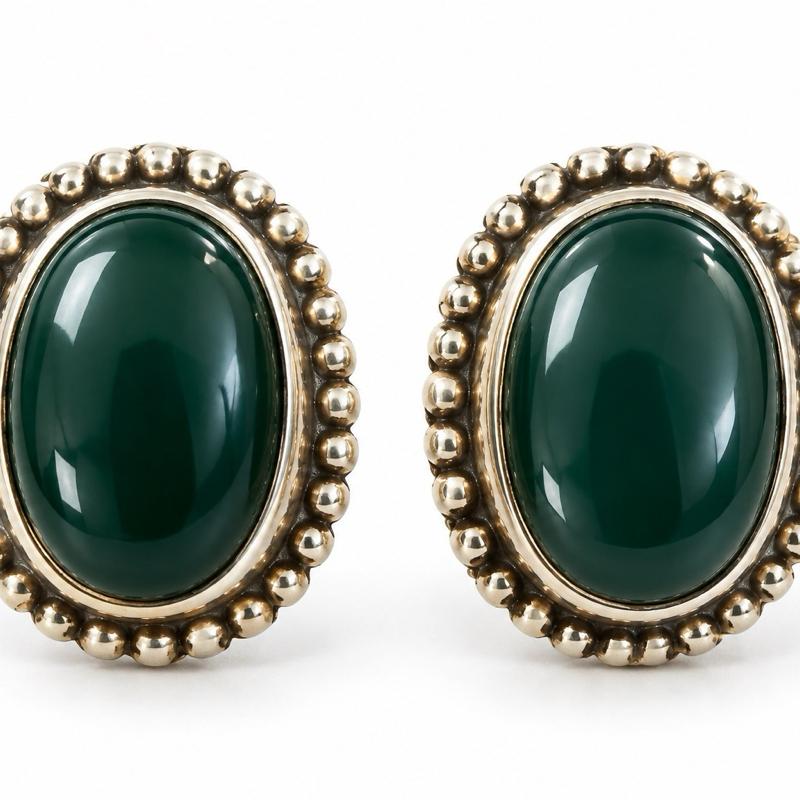 Green Onyx .925 Sterling Silver Stud Earrings