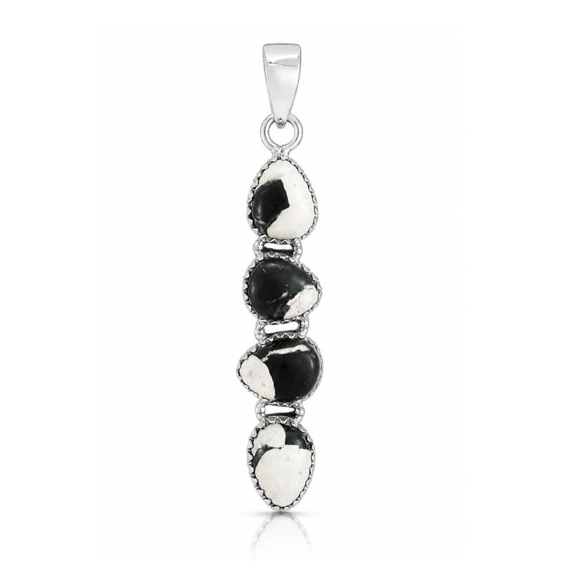 1.94” x 0.38” White Buffalo .925 Sterling Silver Closed Back Pendant
