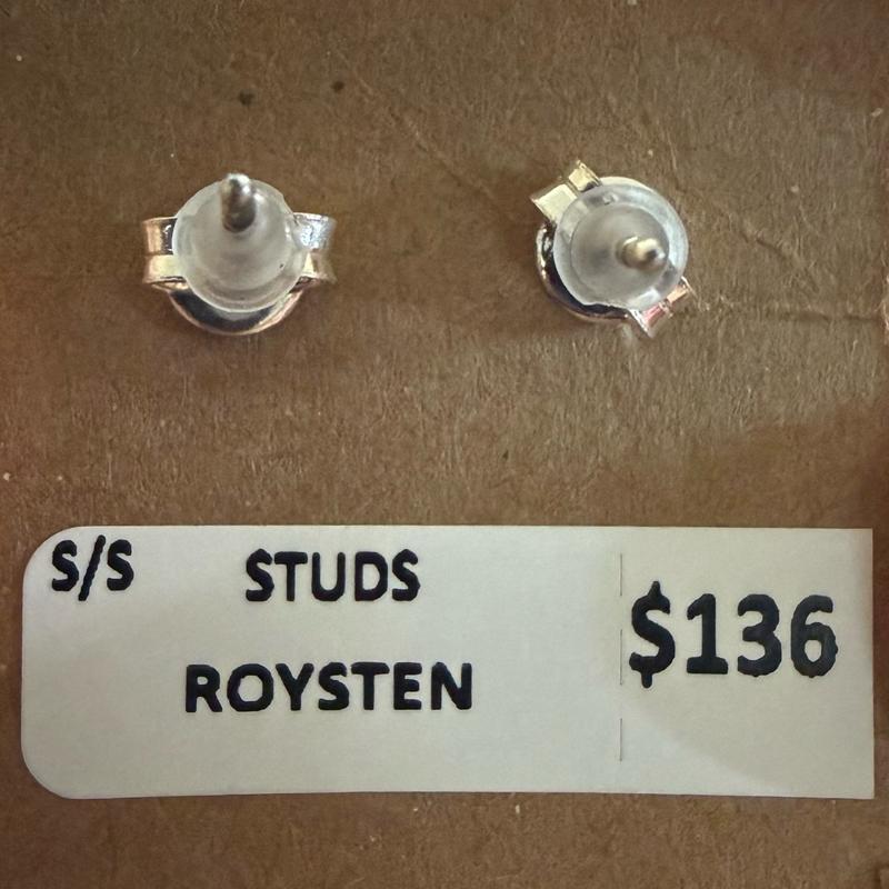Royston Turquoise Natural Stone .925 Solid Sterling Silver Stud Earrings