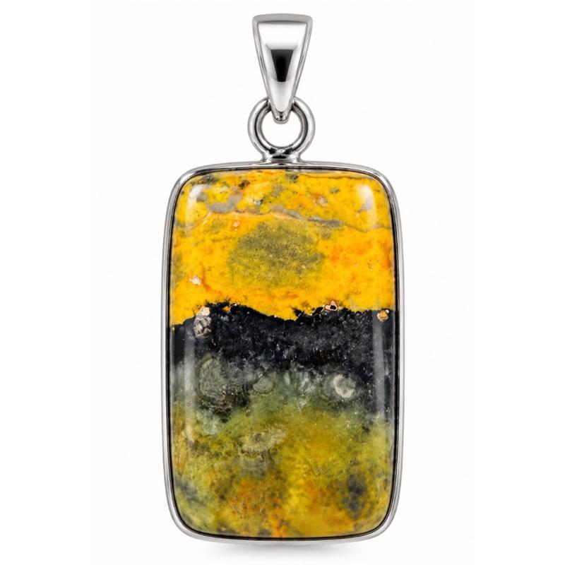 .925 Bumble Bee Jasper Sterling Silver Pendant
