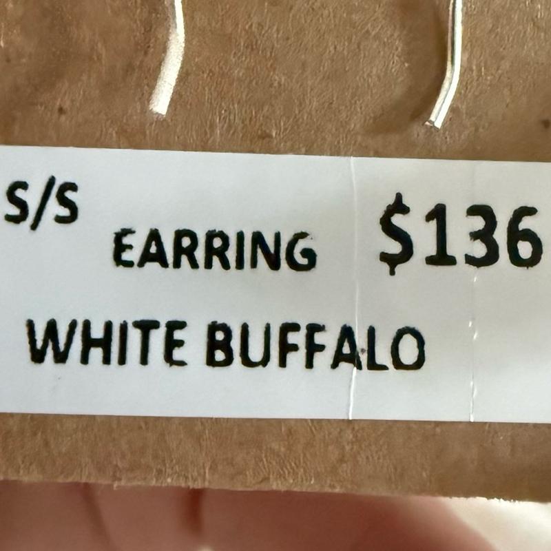 .925 Sterling Silver White Buffalo Dangle Earrings