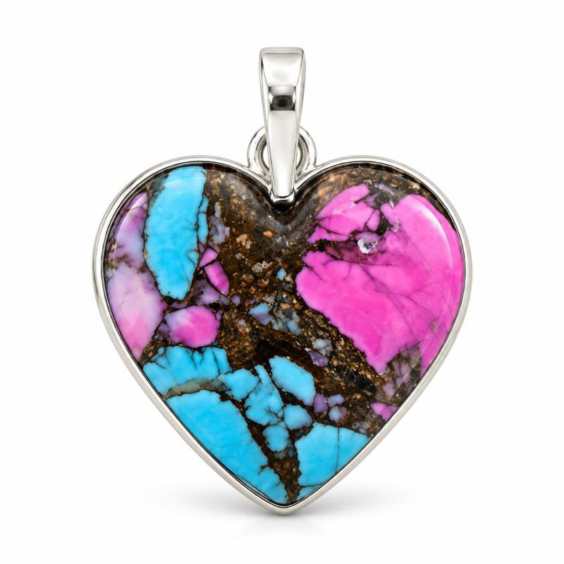 1ā X 0.77ā Small Cotton Candy Turquoise .925 sterling silver pendant