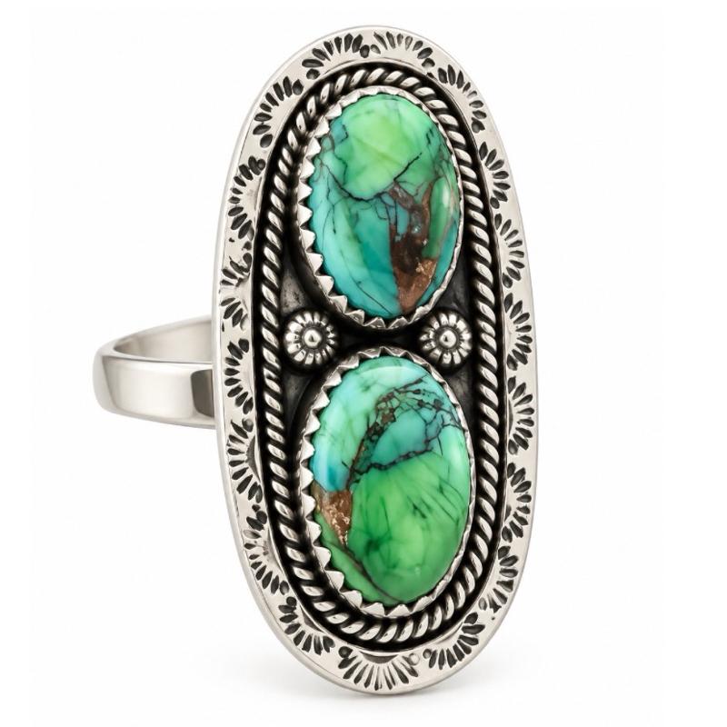 Adjustable size 5-10 Peacock Dahlia .925 Sterling Silver Ring