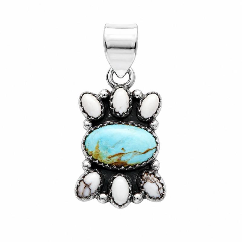 Turquoise & Wild Horse .925 Solid Sterling Silver Pendant