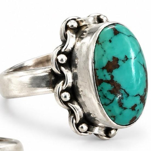Adjustable 5-9 Turquoise .92( Sterling Silver Ring