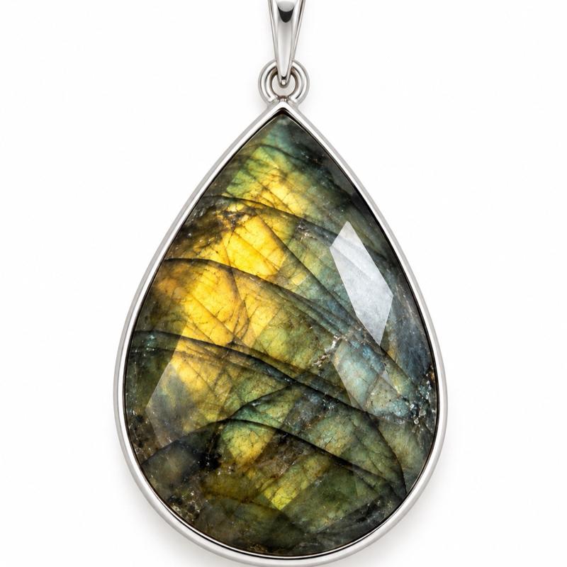 Bezel Cut Labradorite .925 Sterling Silver Pendant