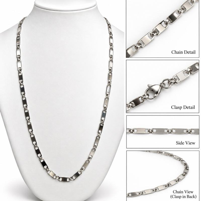 21β Snake Flat Rectangular Stainless Steel Non Tarnishing Sweatproof and Waterproof Chain