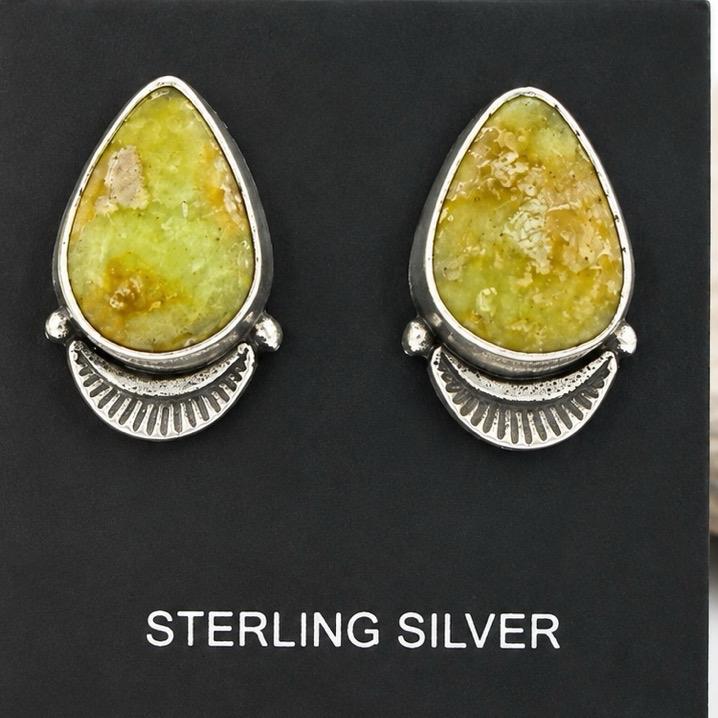 Palamino Variscite .925 Solid Sterling Silver Stud Earrings