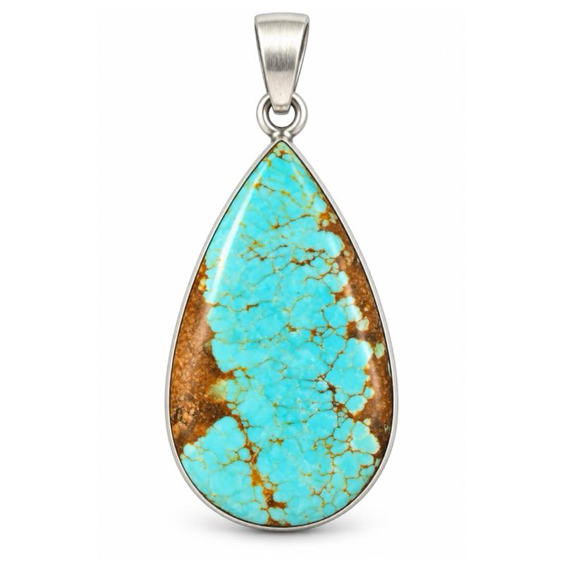 Mine Number 8 Turquoise .925 Sterling Silver Pendant