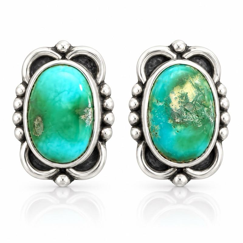 Sonoran Gold Turquoise .925 Sterling Silver Stud Earrings
