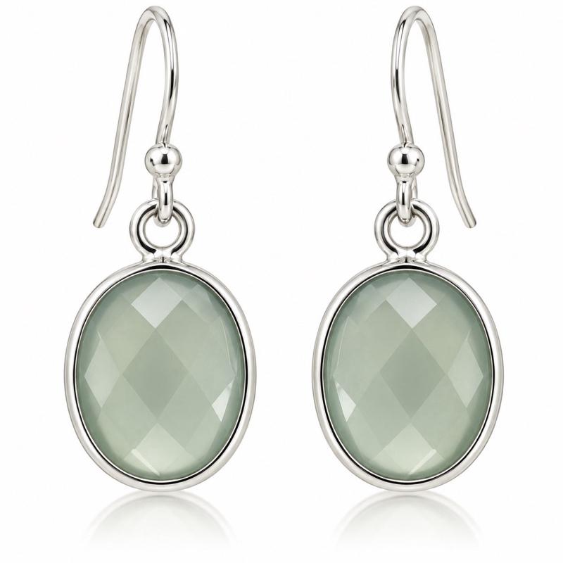 .925 Blus Chalcedony Sterling Silver Earrings