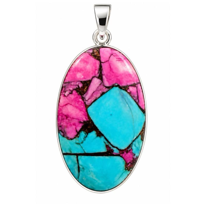Cotton Candy Kingman Turquoise .925 Sterling Silver Pendant