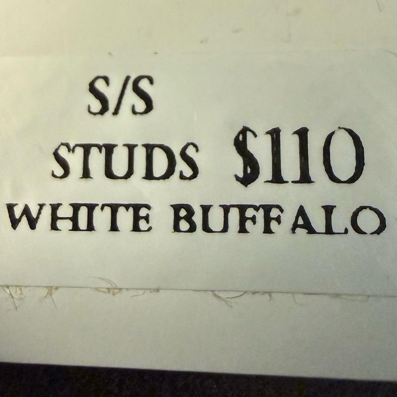White Buffalo .925 Solid Sterling Silver Stud Earrings Retails for $215