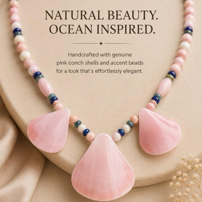Pink Conch Shell Statement Piece Necklace