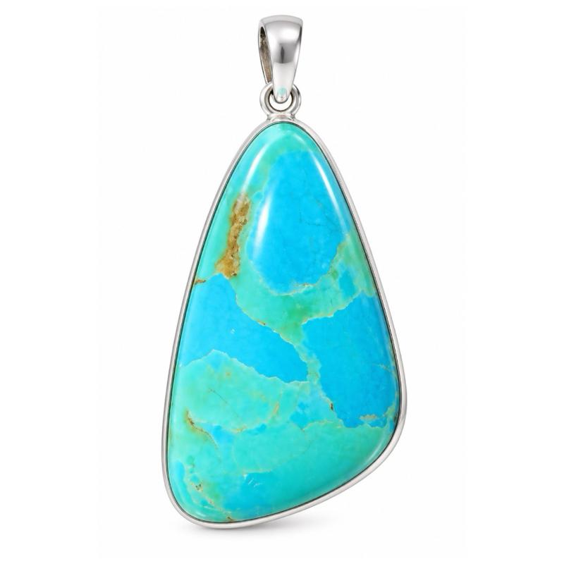 .925 Sterling Silver Genuine Turquoise Pendant