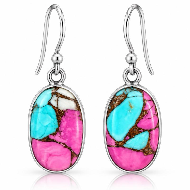 Cotton Candy .925 Sterling Silver Dangle Earrings