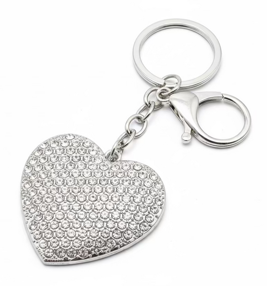 Heart Sparkly Bag Charm Keychain