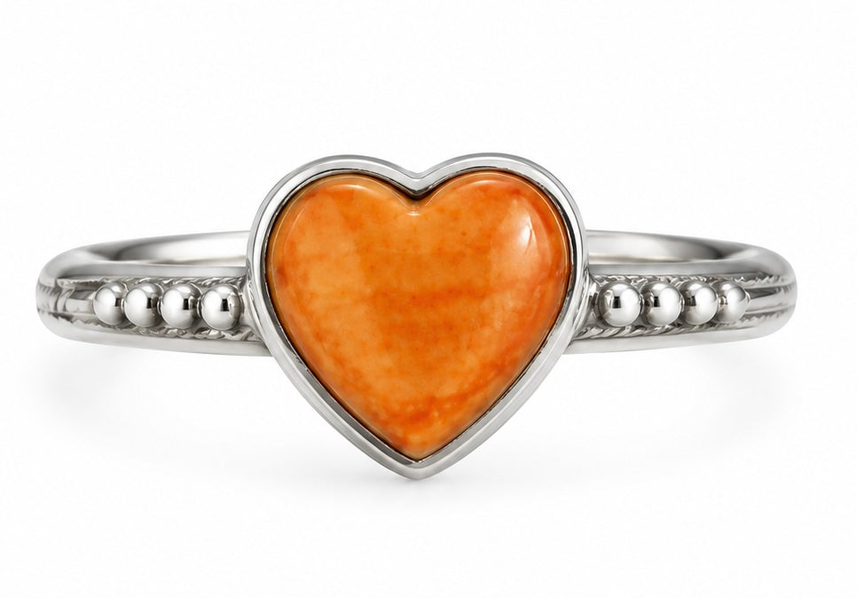 Size 10 Spiny Oyster Heart .925 Sterling Silver Ring