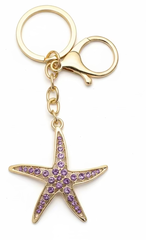 Starfish Sparkly Bag Charm Keychain