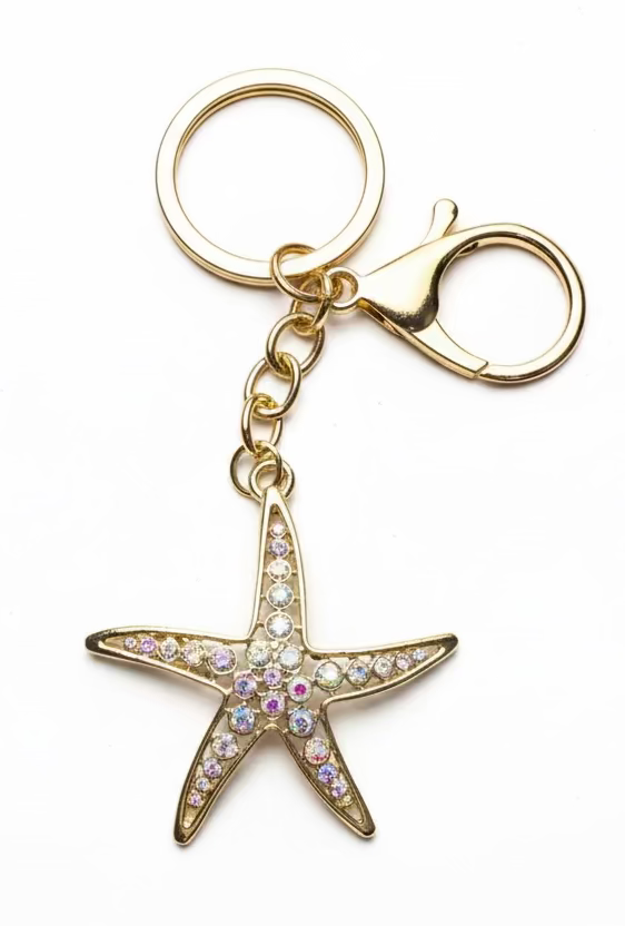 Starfish Sparkly Bag Charm Keychain