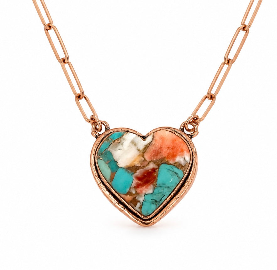 Spiny Oyster Turquoise Heart Necklace