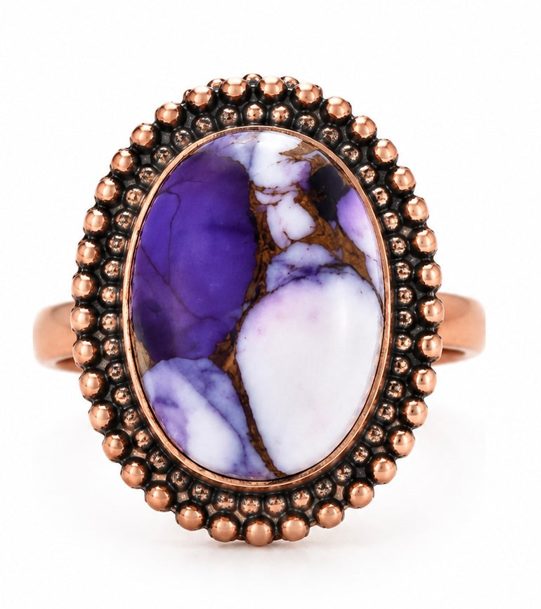Purple Dahlia Pure Copper Adjustable Ring