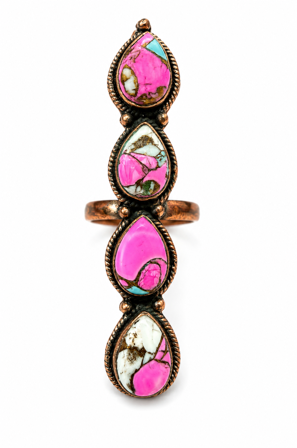 Size 7.5 Cotton Candy Turquoise Pure Copper Ring