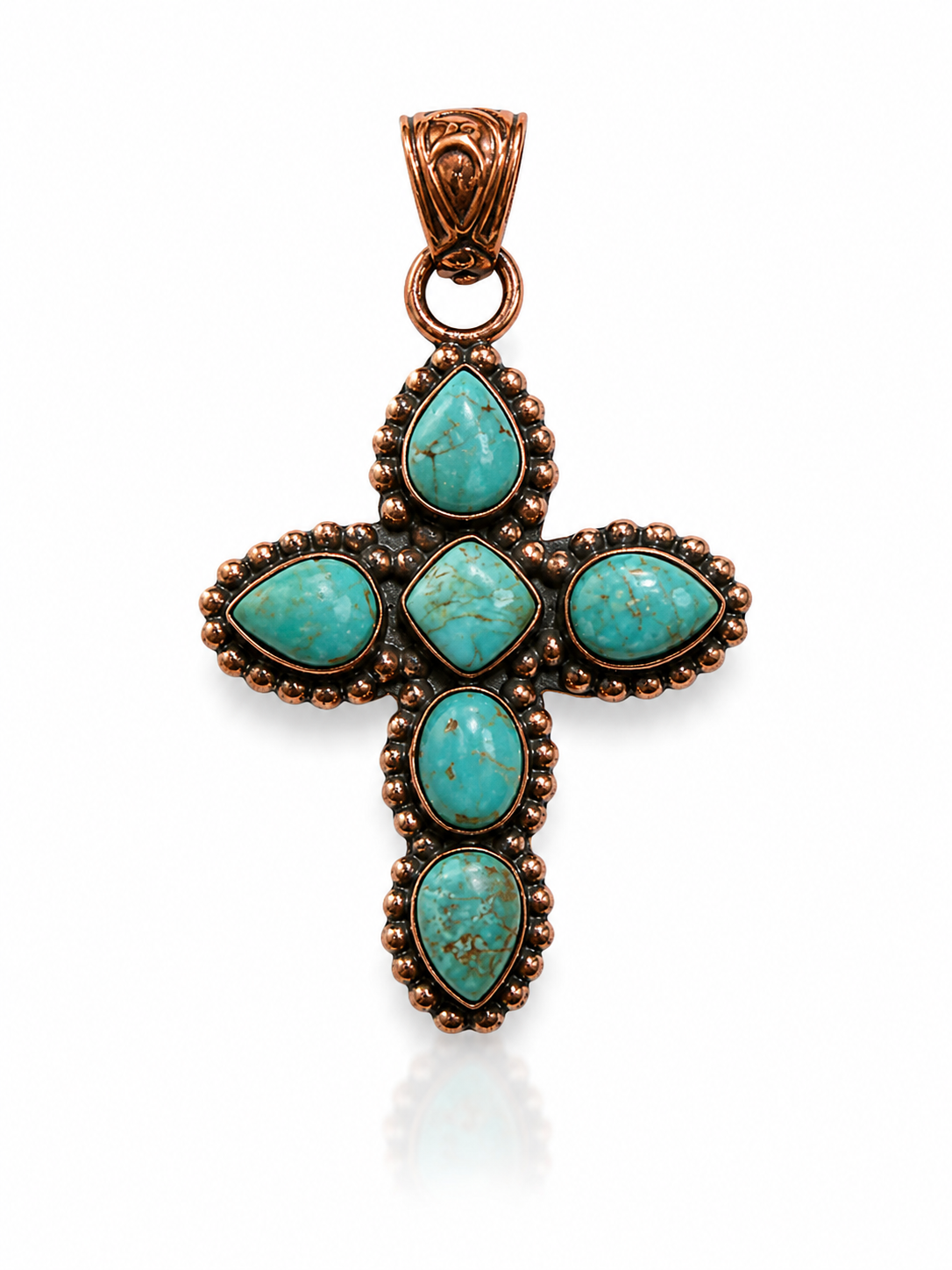 Mojave Turquoise Pure Copper Cross Pendant