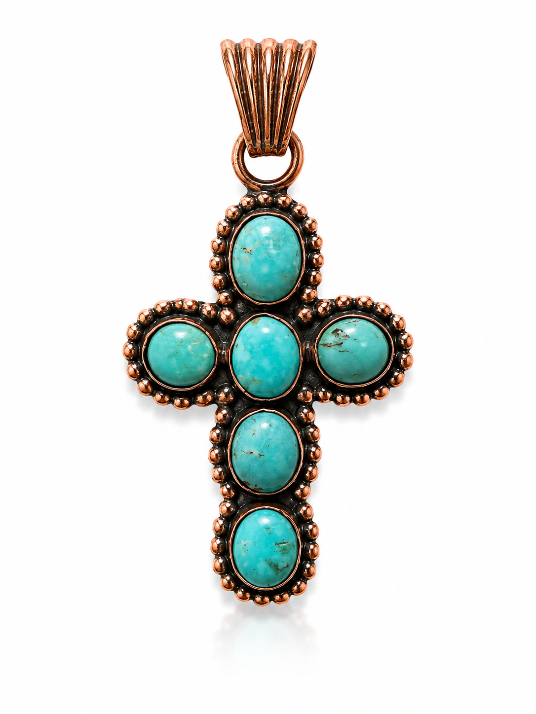 Mojave Turquoise Pure Copper Cross Pendant