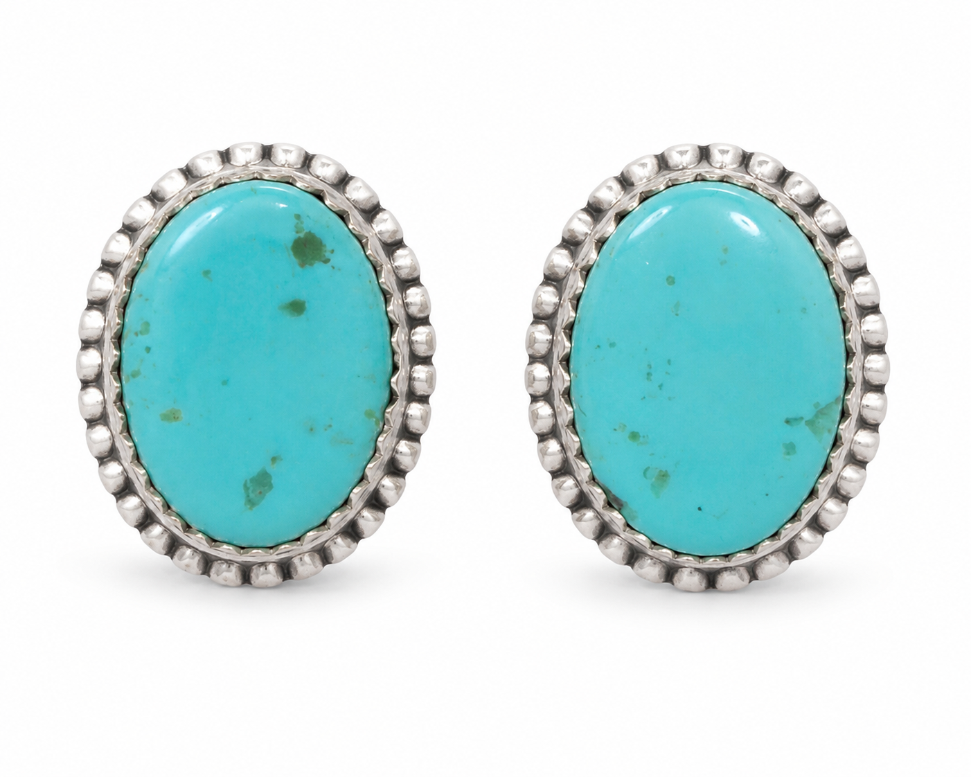 .925 Sterling Silver Premium Royston Turquoise Stud Earrings
