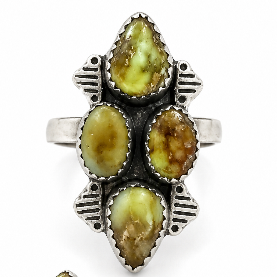 .925 Solid Sterling Silver Palamino Veriscite Adjustable Ring 5-9