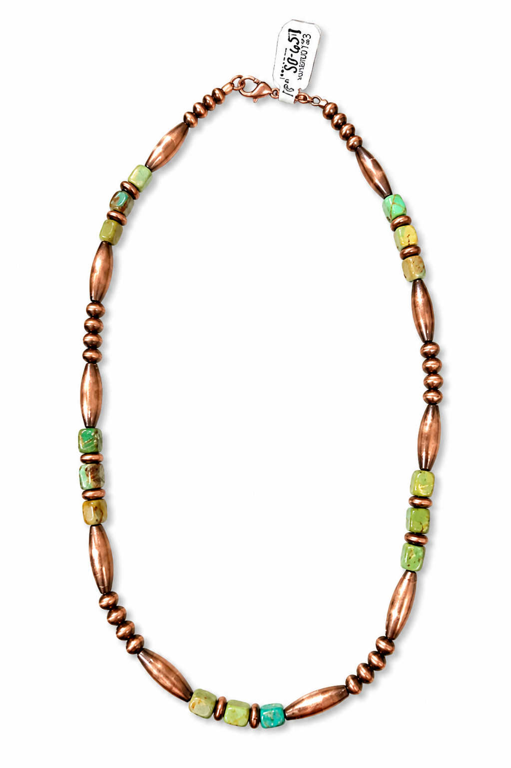 18” Royston Turquoise & Copper Pearl Beaded Necklace