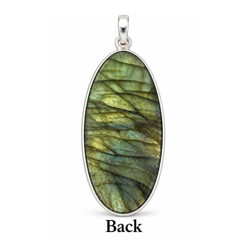 1.84” X 0.77” Faceted Labradorite .925 Sterling Silver Pendant