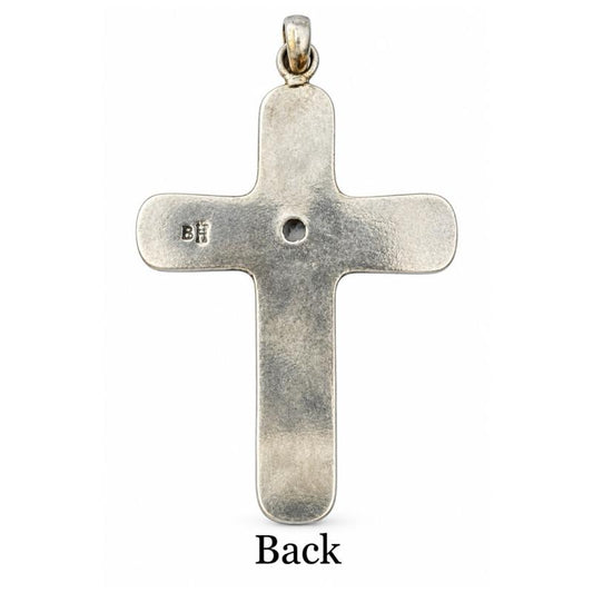 2.87” X 1.69” Moonstone Cross .925 Sterling Silver Closed Back Pendand