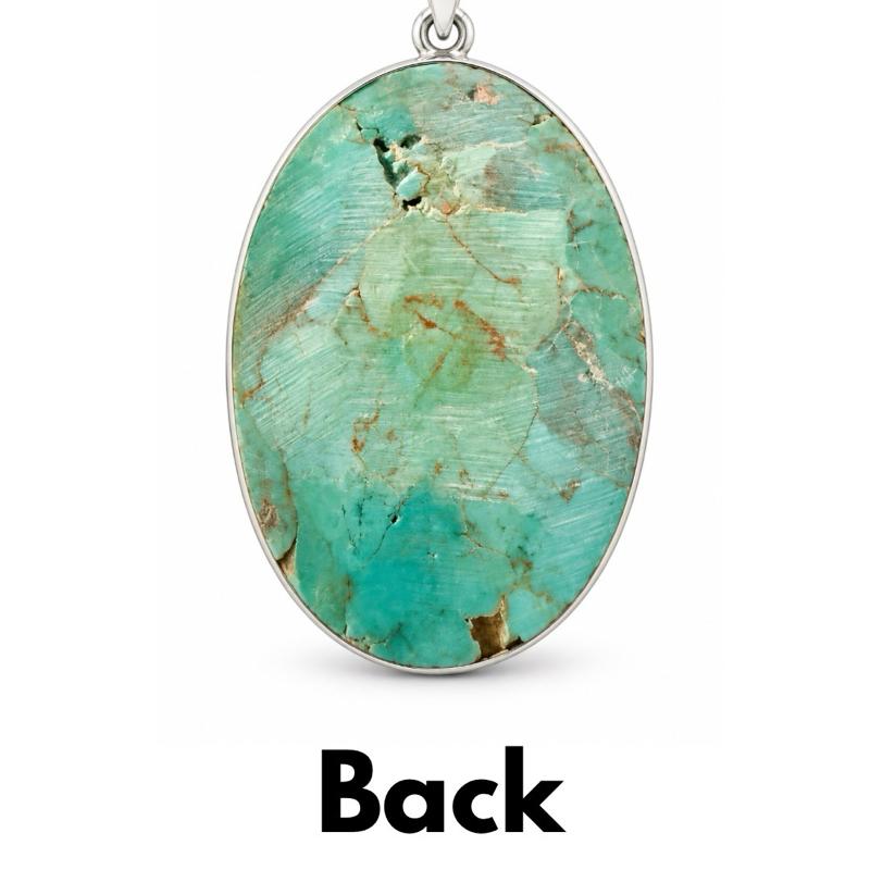 2” X 1.25” Genuine Turquoise .925 Sterling Silver Pendant