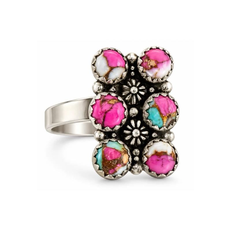 Size 9 Cotton Candy Turquoise .925 Sterling Silver Ring