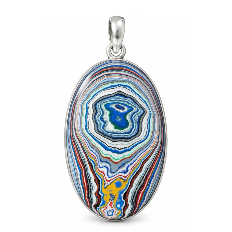 Fordite .925 Sterling Silver Pendant
