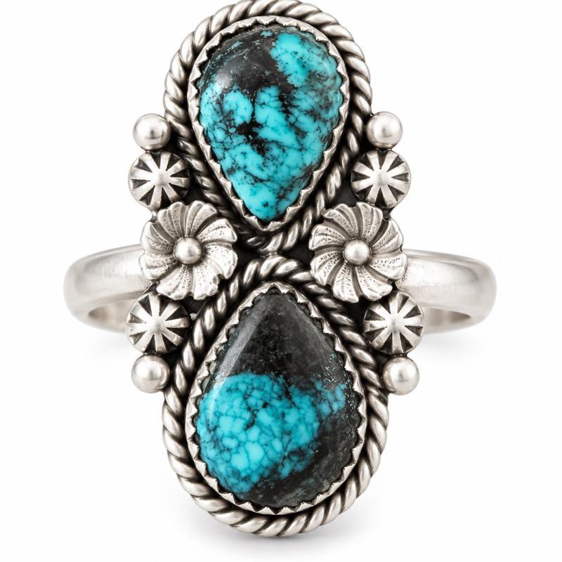 Adjustable Blue Moon Turquouse .925 Solid Sterling Silver Ring Retails for $210