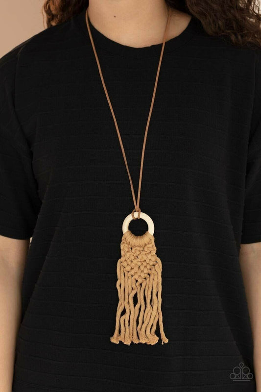 Crafty Couture Brown macrame necklace earring set Paparazzi jewelry accessories 3250