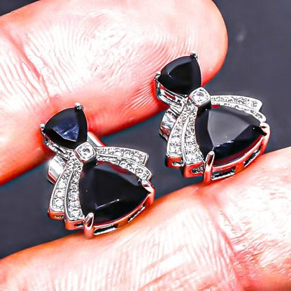 Silver Overlay / Plated Natural Stone Earrings