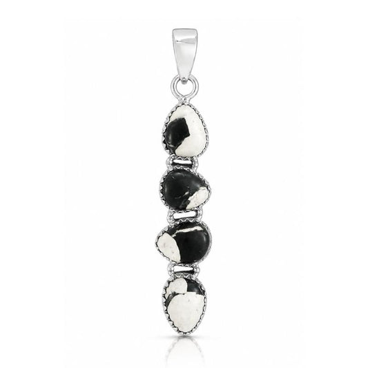 1.94” x 0.38” White Buffalo .925 Sterling Silver Closed Back Pendant