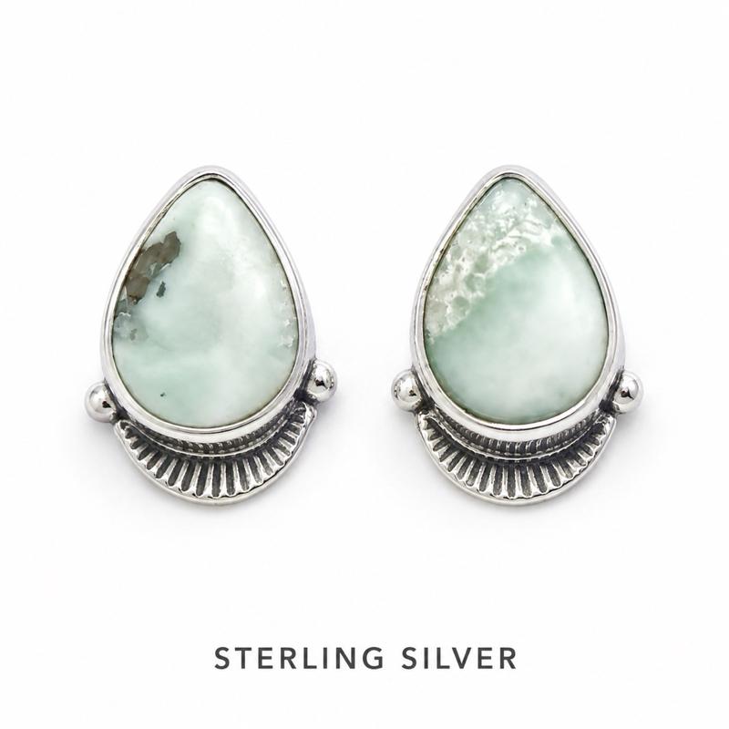 Paloma Variscite .925 Sterling Silver Stud Earrings