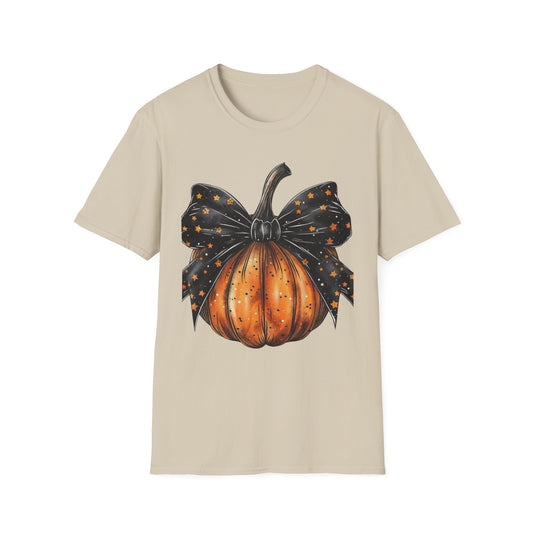 Festive Pumpkin Unisex Softstyle T-Shirt, Fall Fashion Tee, Halloween Shirt, Casual Autumn Wear, Seasonal Gift