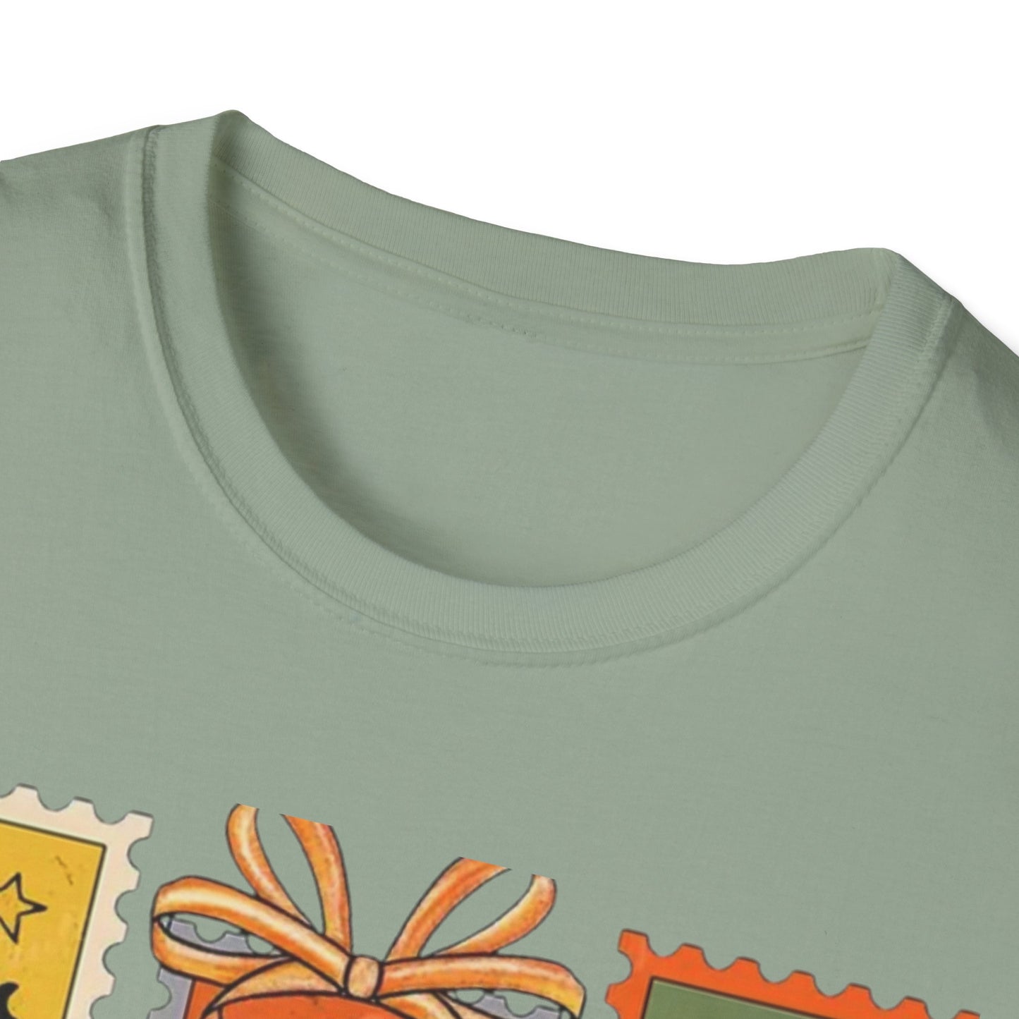 Halloween Themed Unisex Softstyle T-Shirt - Spooky Stamp Design, Fall Fashion, Trick or Treat, Halloween Party, Gift for Ghost Lovers