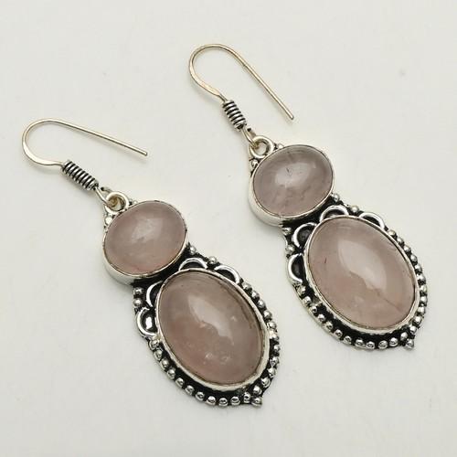 Silver Overlay / Plated Natural Stone Earrings