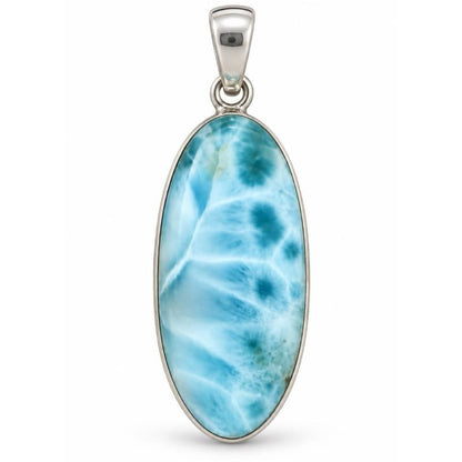 1.69” X 0.67” Larimar .925 Sterling silver pendant