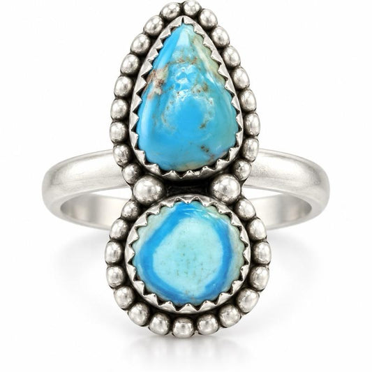 Adjustable Golden Hill Turquoise .925 Sterling Silver Ring