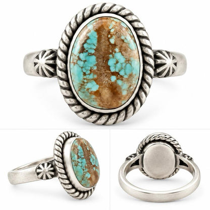 Size 10 Mine Number 8 Turquoise .925 Sterling Silver Ring