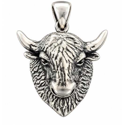 .925 Solid Sterling Silver Bull Head